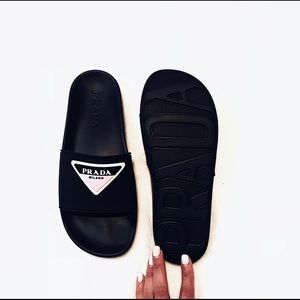 Black logo rubber pool slides